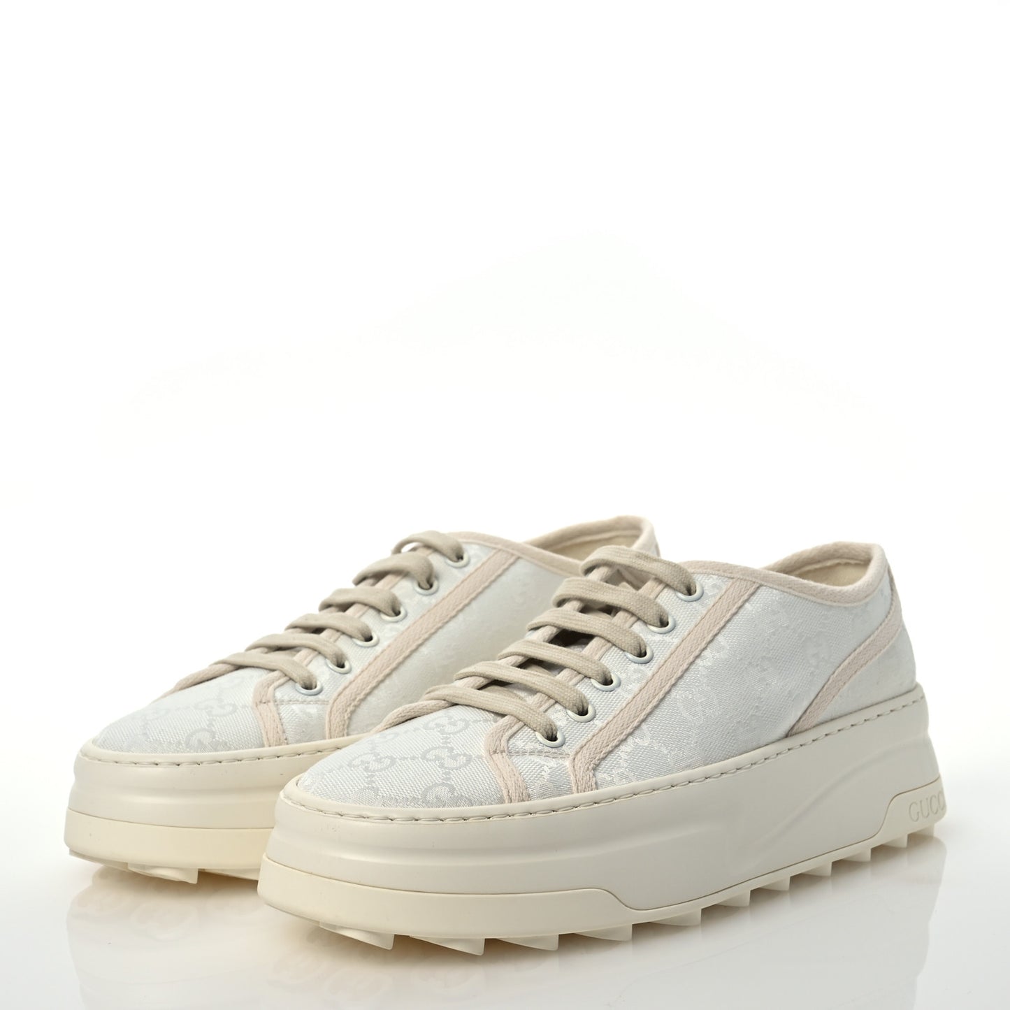 GG Monogram Womens 1977 Tennis Platform 52mm Sneakers 39 Great White Mystic White