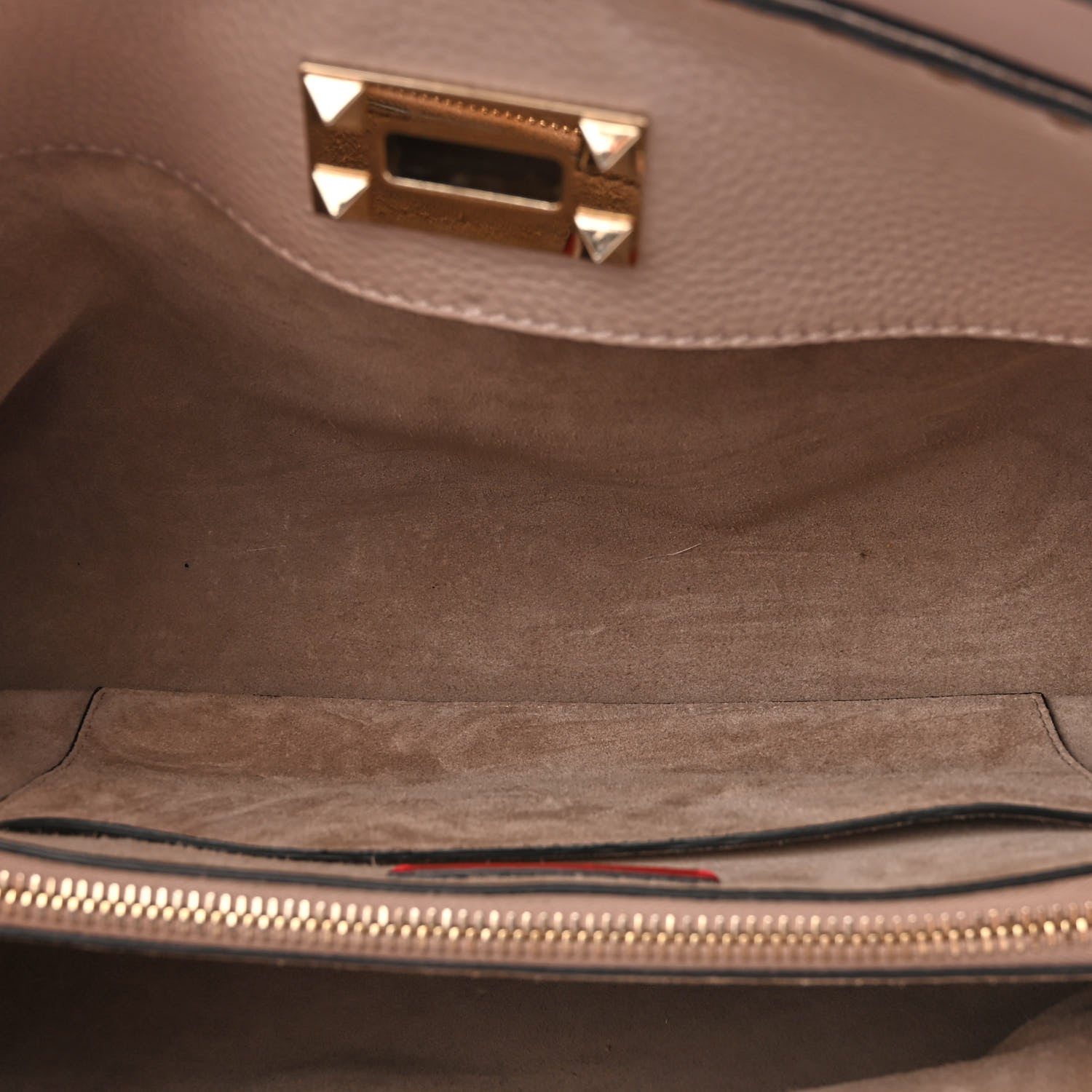 Valentino Garavani Pebbled Calfskin Small Rockstud Double Handle Bag Poudre 5 of 15