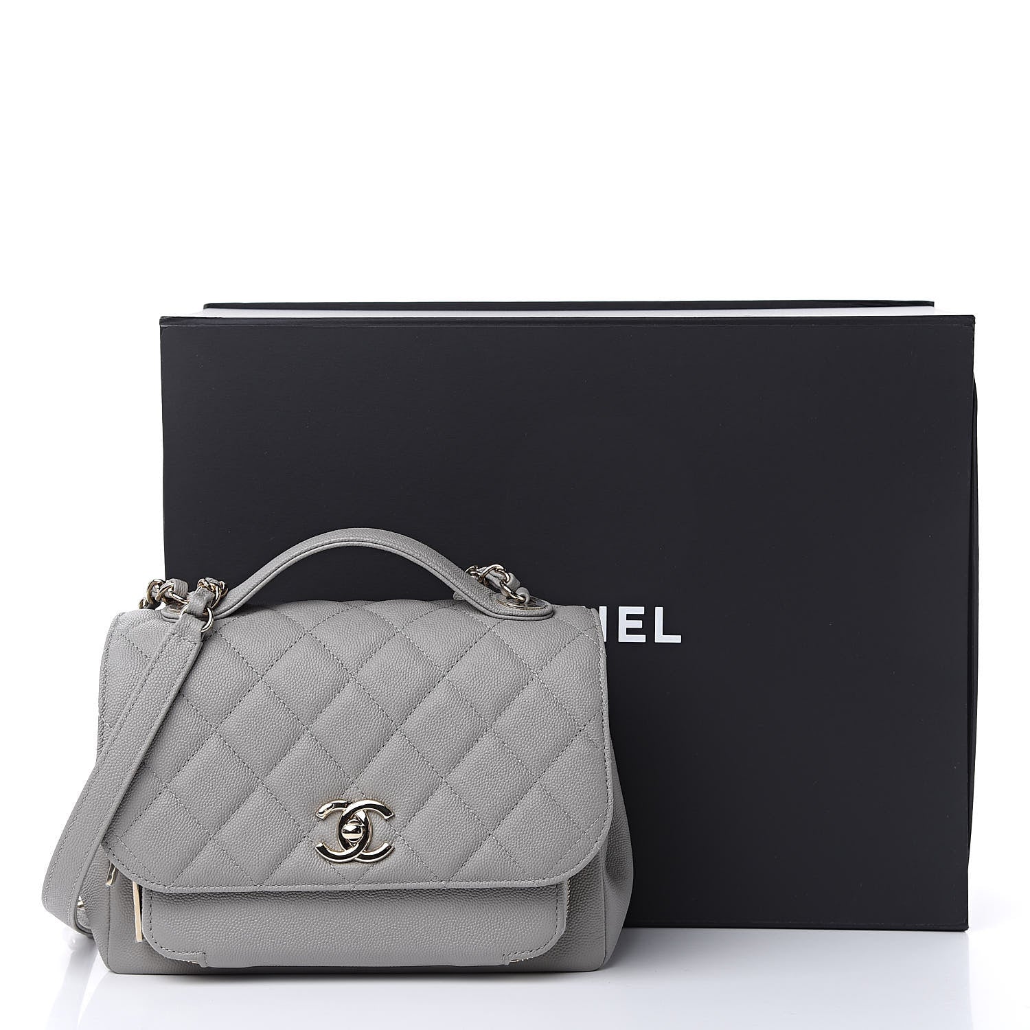 Chanel Caviar Quilted Medium Business Affinity Flap Grey 10 of 10