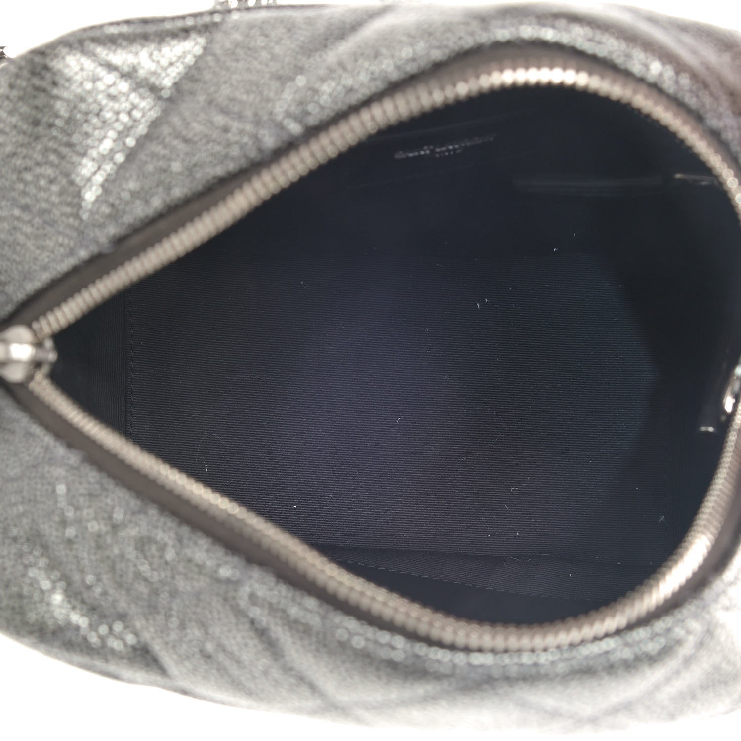 Saint Laurent Metallic Grain De Poudre Y Quilted Monogram Small Loulou Bowling Bag Gun Metal 5 of 9