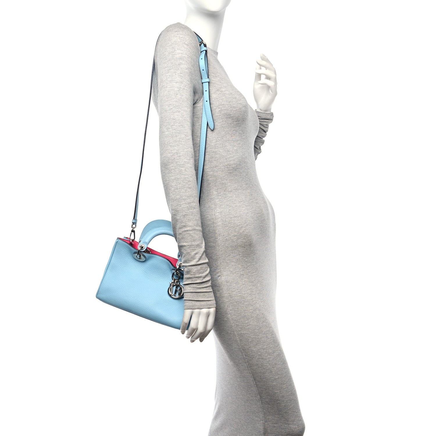 Christian Dior Bullcalf Small Diorissimo Tote Light Blue 2 of 9