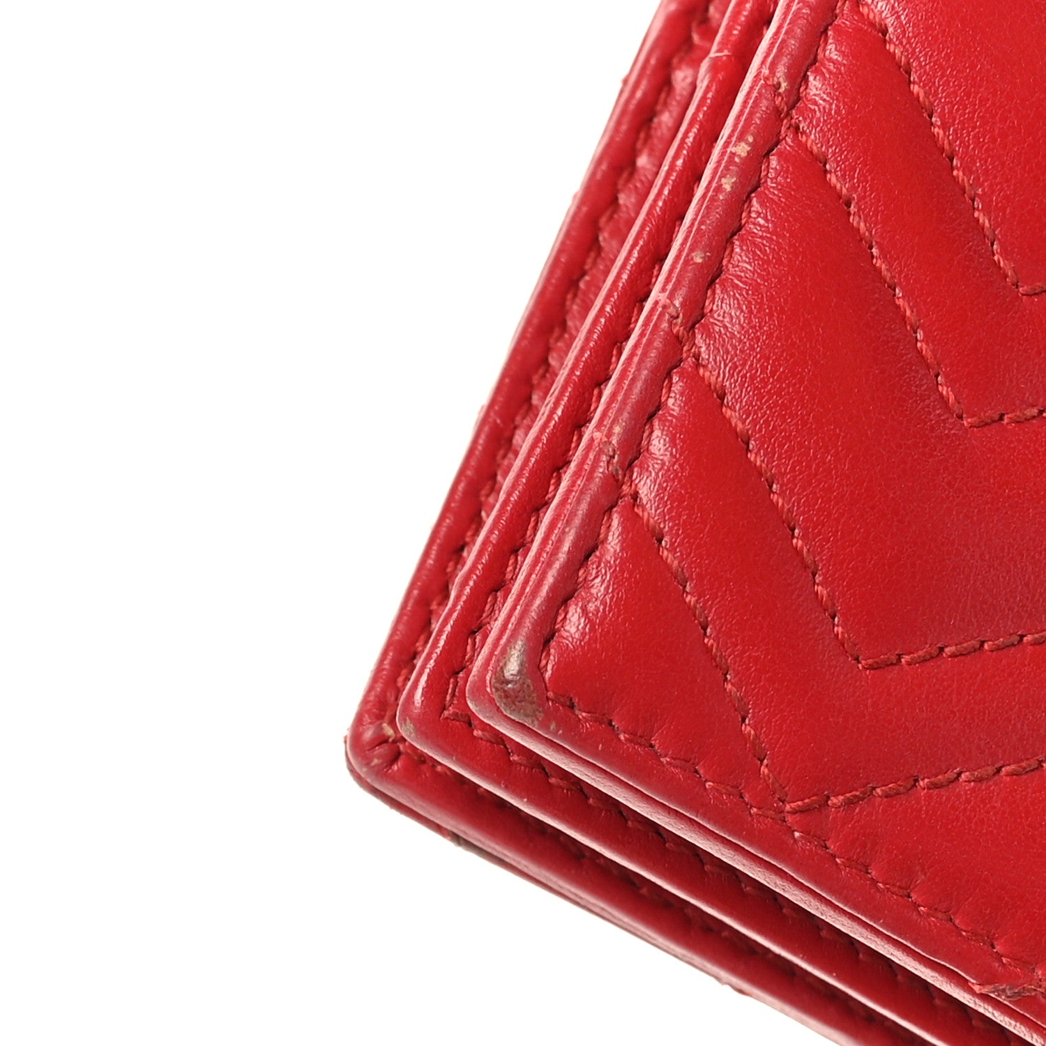 Gucci Calfskin Matelasse GG Marmont Card Case Wallet Hibiscus Red 11 of 12