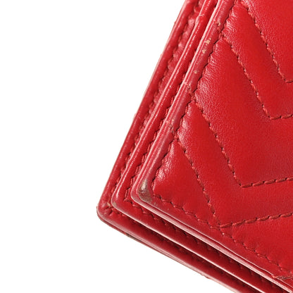 Gucci Calfskin Matelasse GG Marmont Card Case Wallet Hibiscus Red 11 of 12