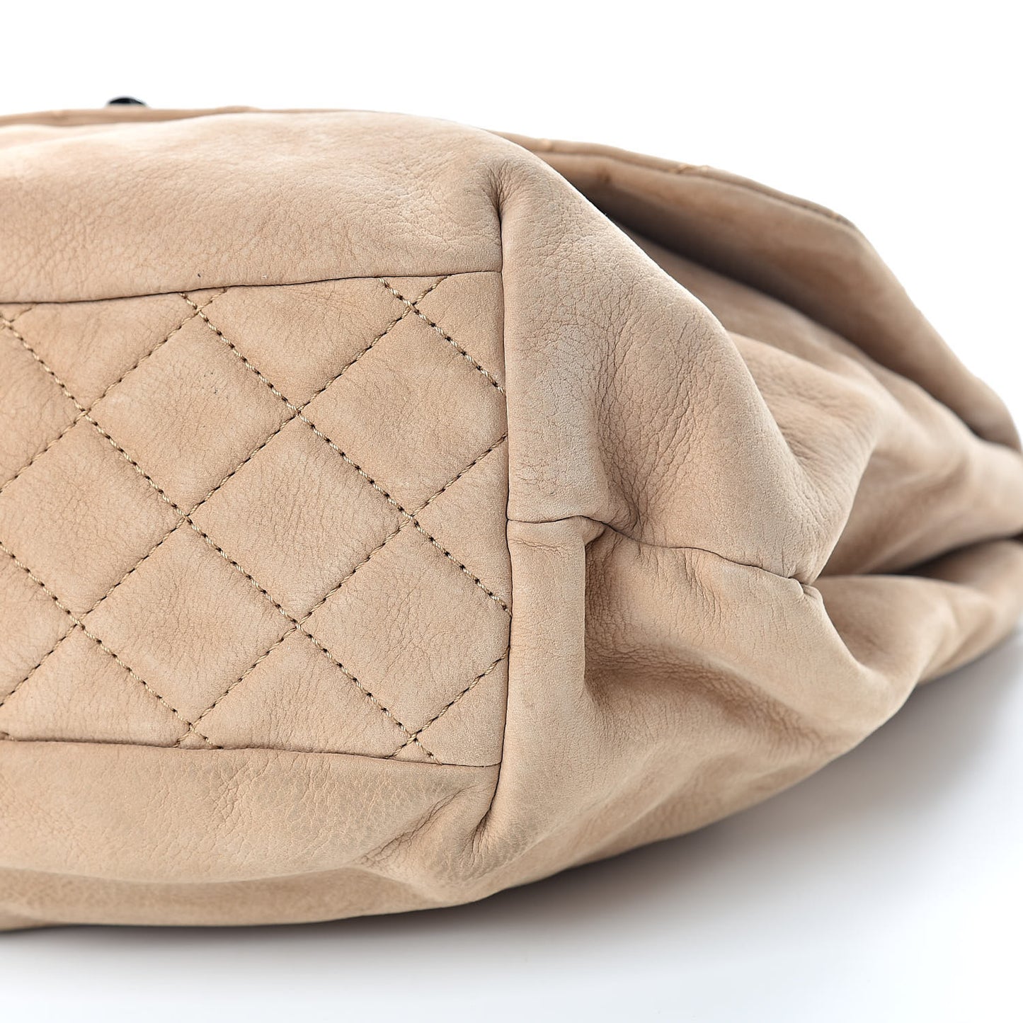 Suede Quilted Large Trianon Messenger Flap Beige