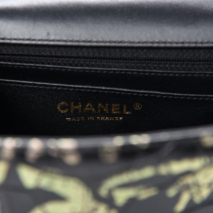 Chanel Calfskin Crocodile Embossed Graffiti 2.55 Mini Cocodile Reissue Flap Black Pink 8 of 10