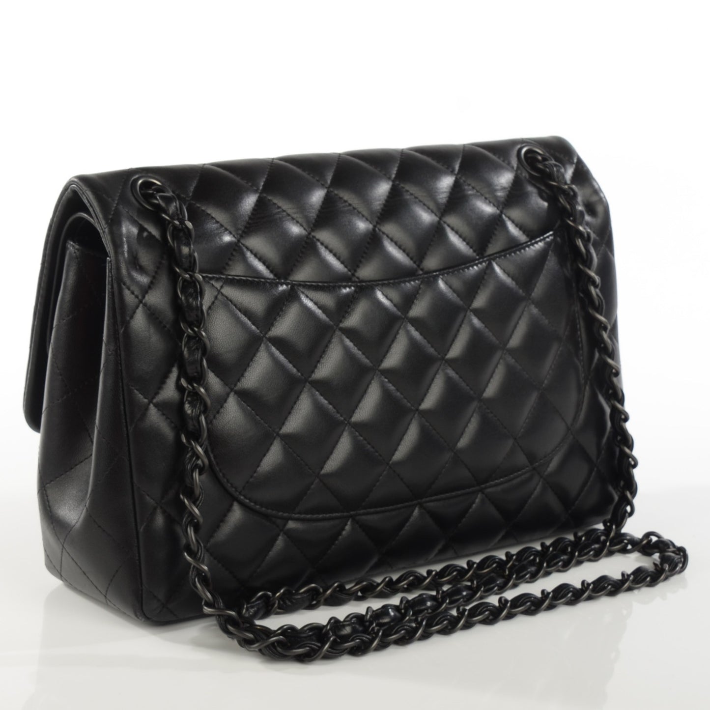 Lambskin Quilted Jumbo Double Flap So Black