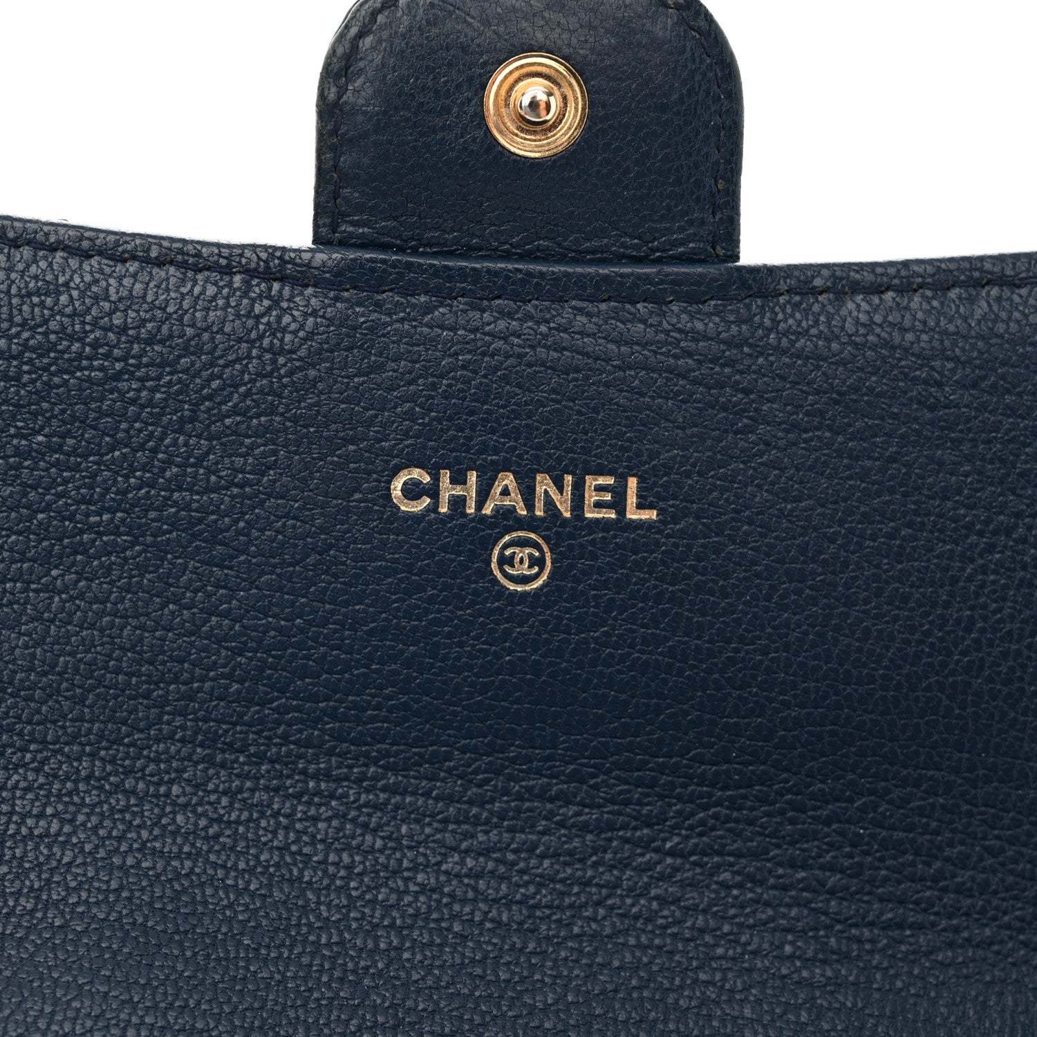 Chanel Patent Goatskin Quilted CC Eyelet Wallet On Chain Dark Blue 6 of 12