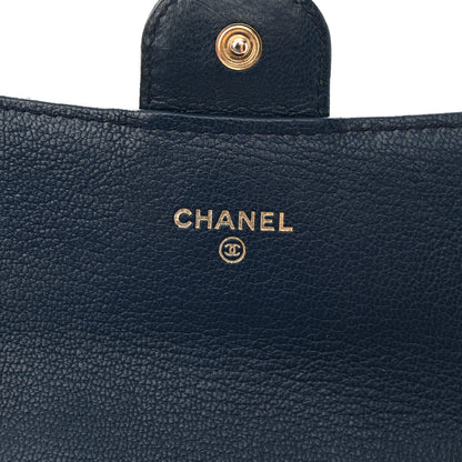 Chanel Patent Goatskin Quilted CC Eyelet Wallet On Chain Dark Blue 6 of 12