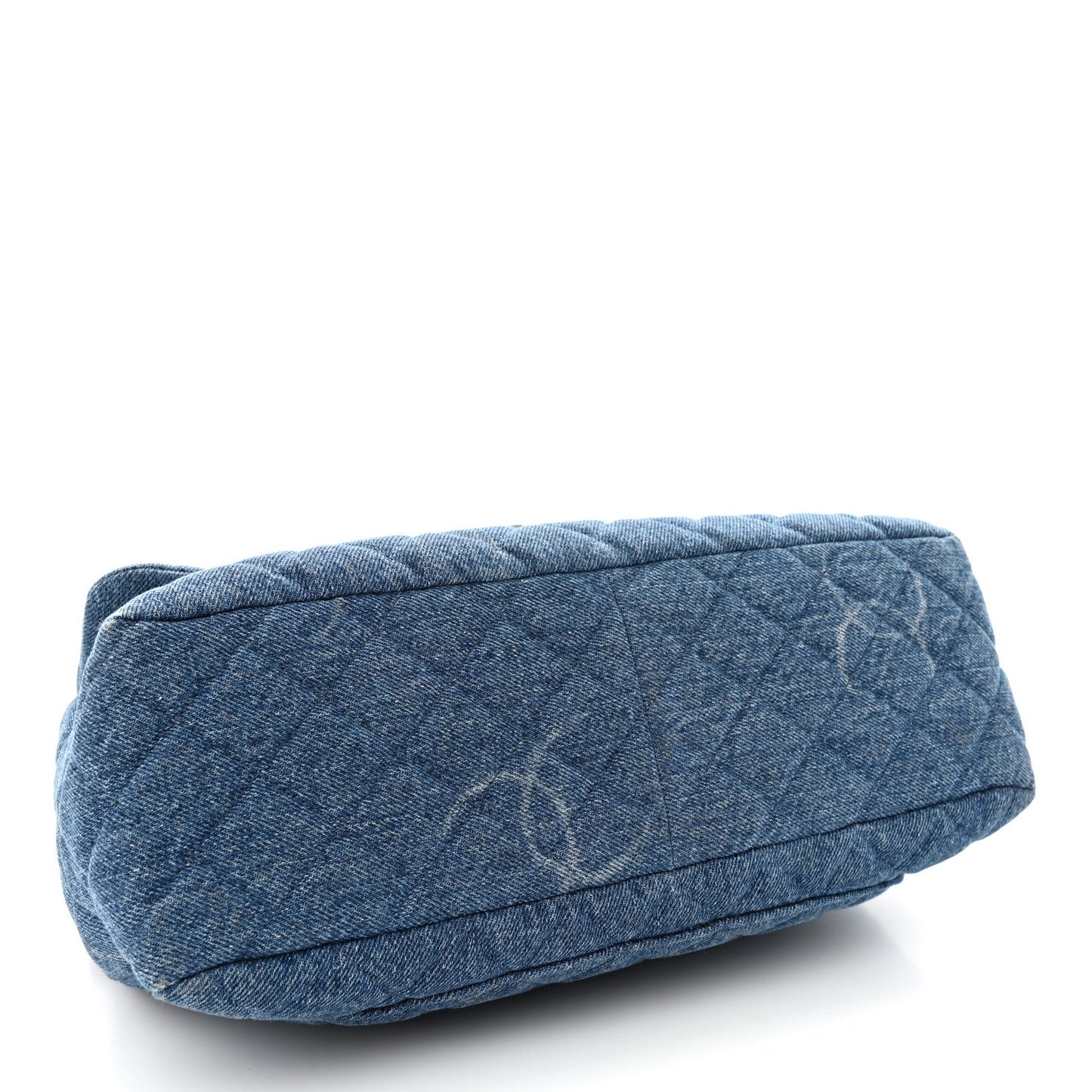 Denim Quilted CC Print Jumbo Single Flap Blue