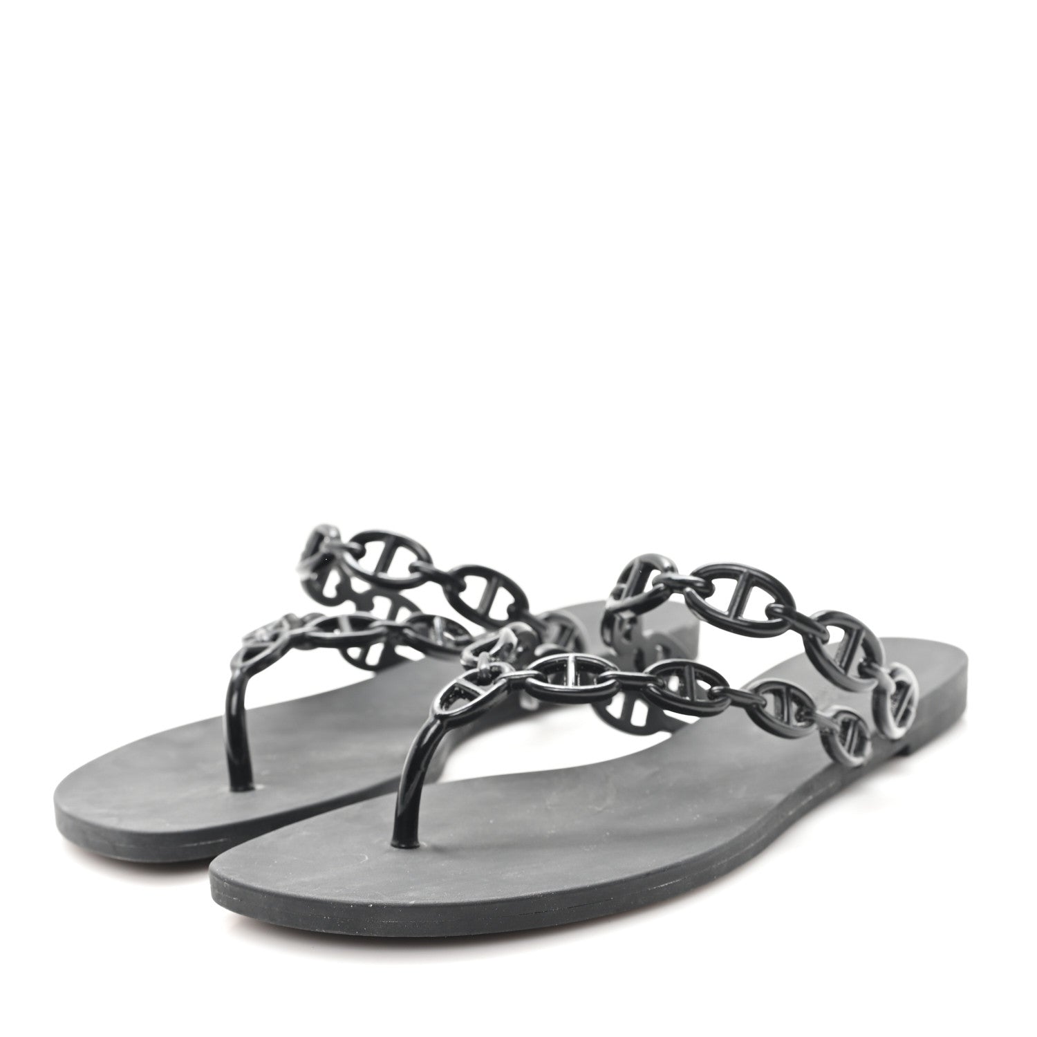 Hermes Rubber Womens Island Sandals 39 Black 4 of 8