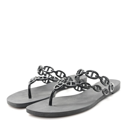 Hermes Rubber Womens Island Sandals 39 Black 4 of 8