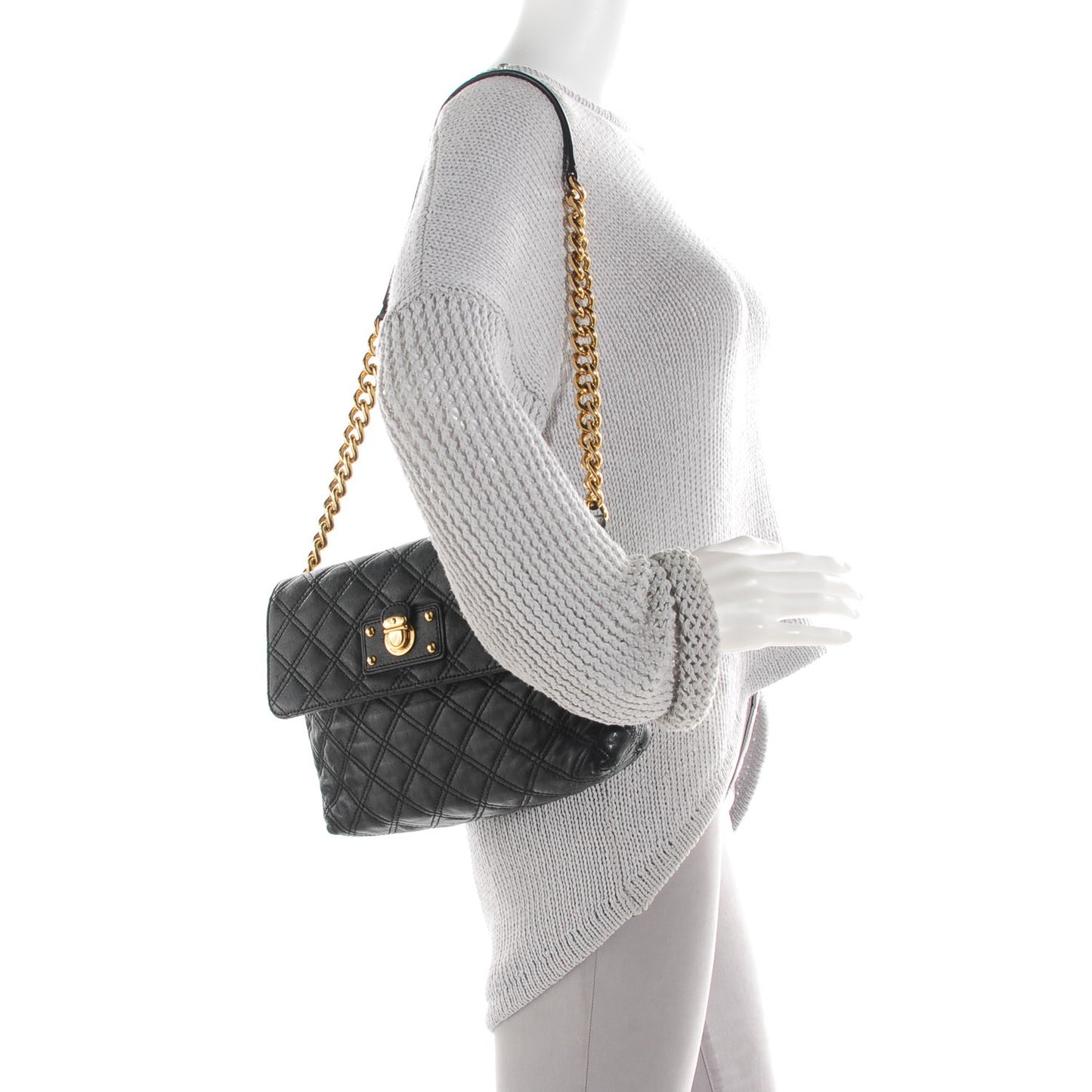 Lambskin Quilted The Large Single Flap Black