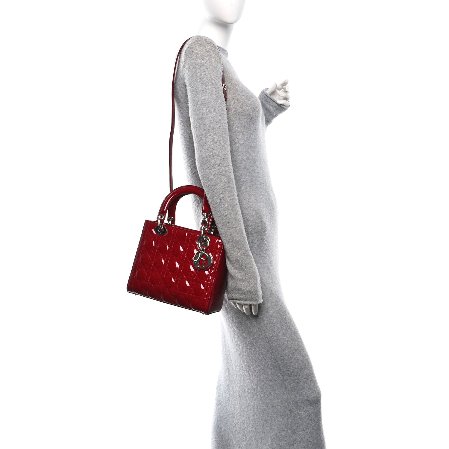 Christian Dior Patent Cannage Medium Lady Dior Red 2 of 10