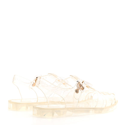 Gucci Shiny Rubber Double G Buckle Strap Sandals 38 Transparent 4 of 10
