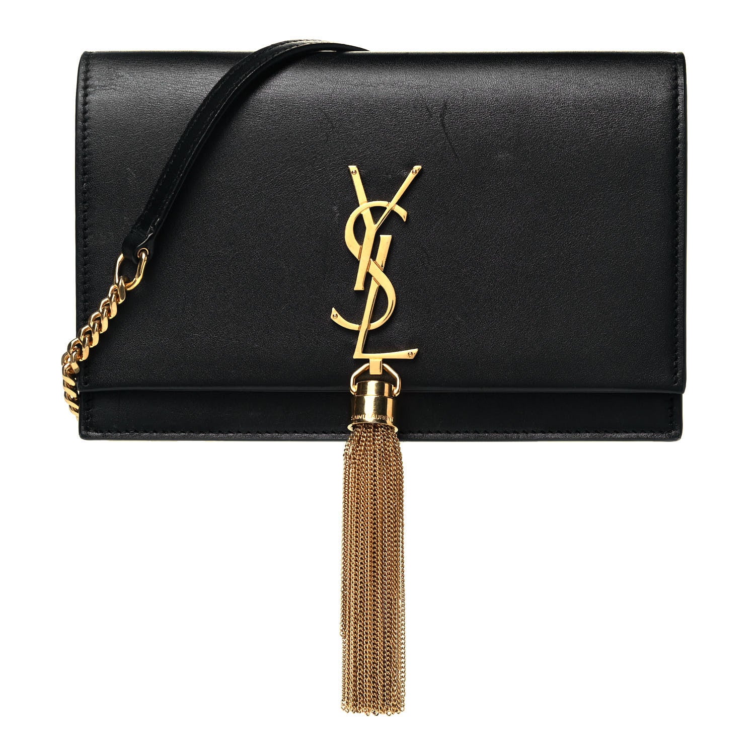Saint Laurent Smooth Calfskin Classic Monogram Kate Tassel Chain Wallet Black 1 of 9