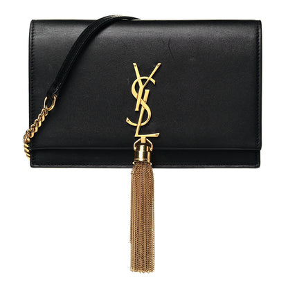 Saint Laurent Smooth Calfskin Classic Monogram Kate Tassel Chain Wallet Black 1 of 9