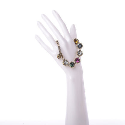 Gucci Crystal Metal Feline Bracelet Aged Gold Multicolor 2 of 6
