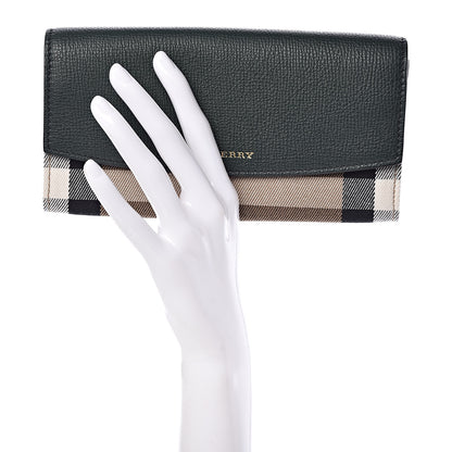Burberry Grainy Calfskin House Check Porter Continental Wallet Dark Bottle Green 2 of 8