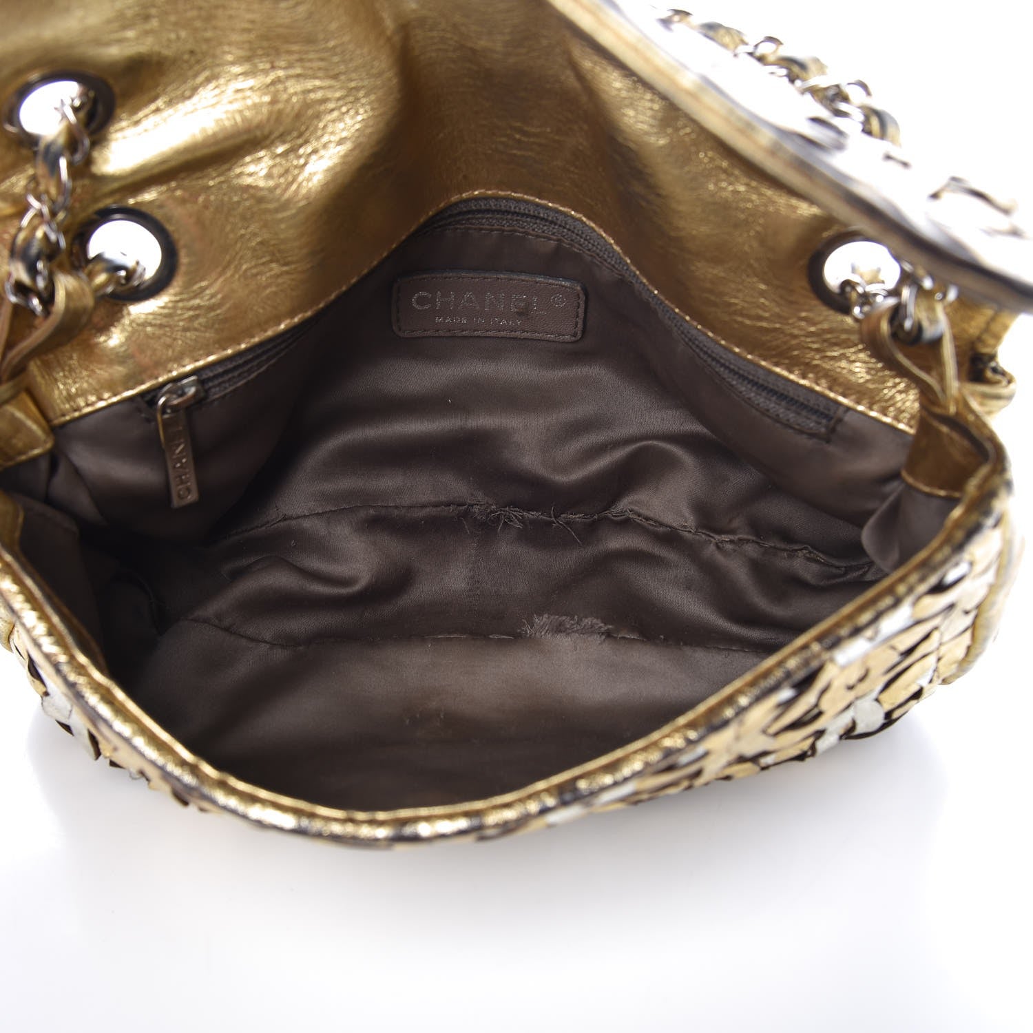 Chanel Metallic Crackled Calfskin Medium CC Mix Flap Gold Silver 5 of 17