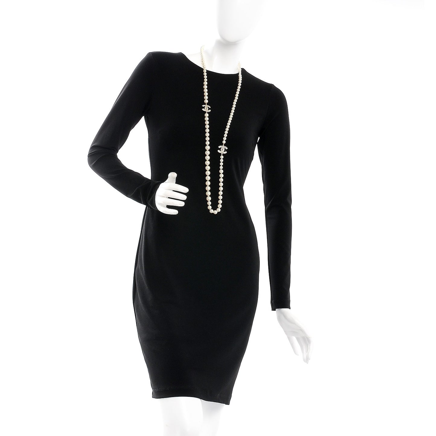 Pearl Baguette Crystal CC Necklace Gold