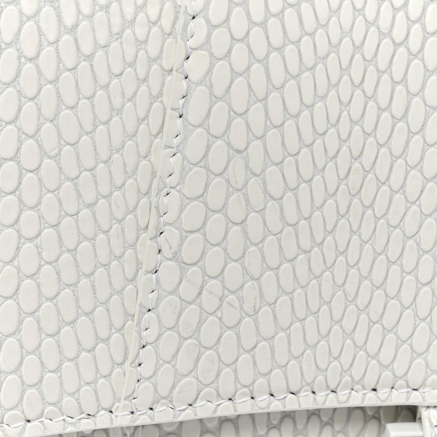 Matte Calfskin Snake Embossed Tonal B Small Hourglass Top Handle Bag Optic White