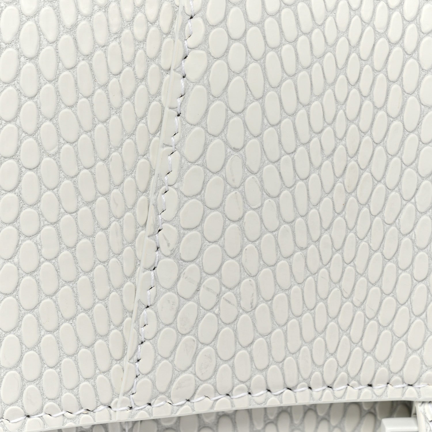 Balenciaga Matte Calfskin Snake Embossed Tonal B Small Hourglass Top Handle Bag Optic White 8 of 10