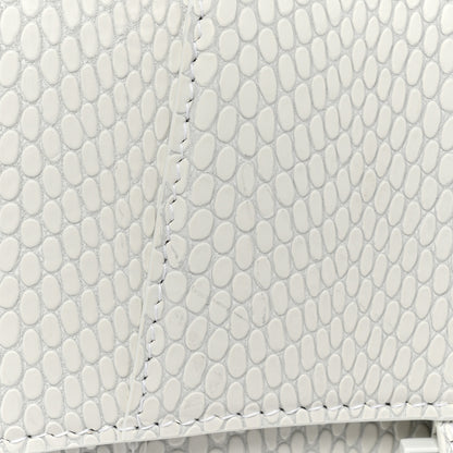 Balenciaga Matte Calfskin Snake Embossed Tonal B Small Hourglass Top Handle Bag Optic White 8 of 10