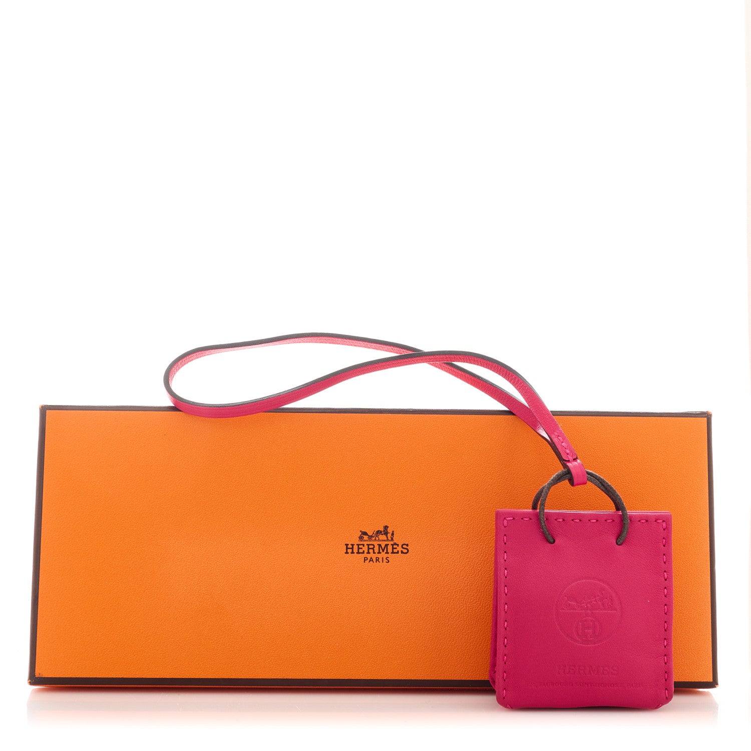 Hermes Milo Lambskin Swift Shopping Bag Charm Rose Mexico 7 of 7