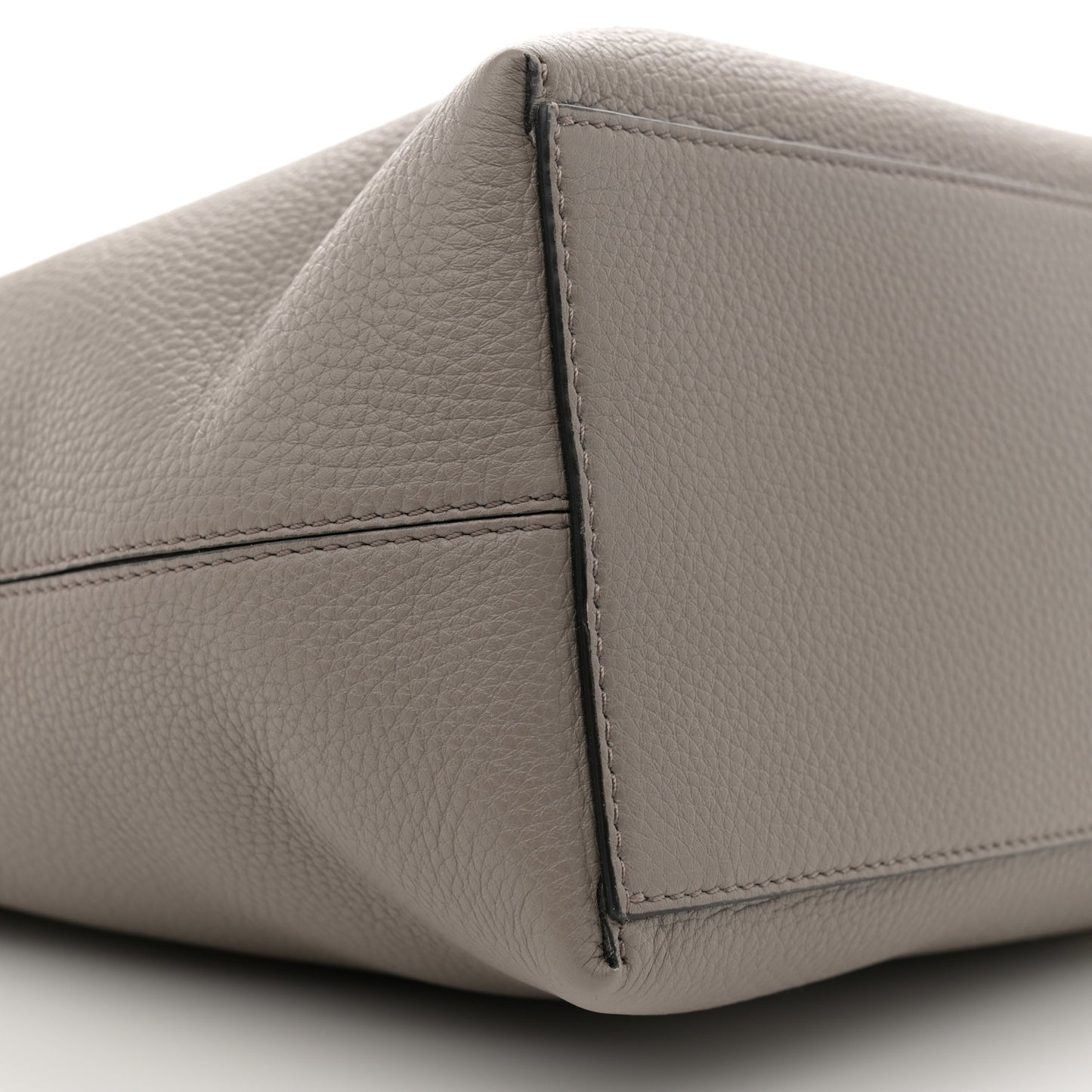 Grained Calfskin Small Rockstud Shoulder Tote Dove Gray