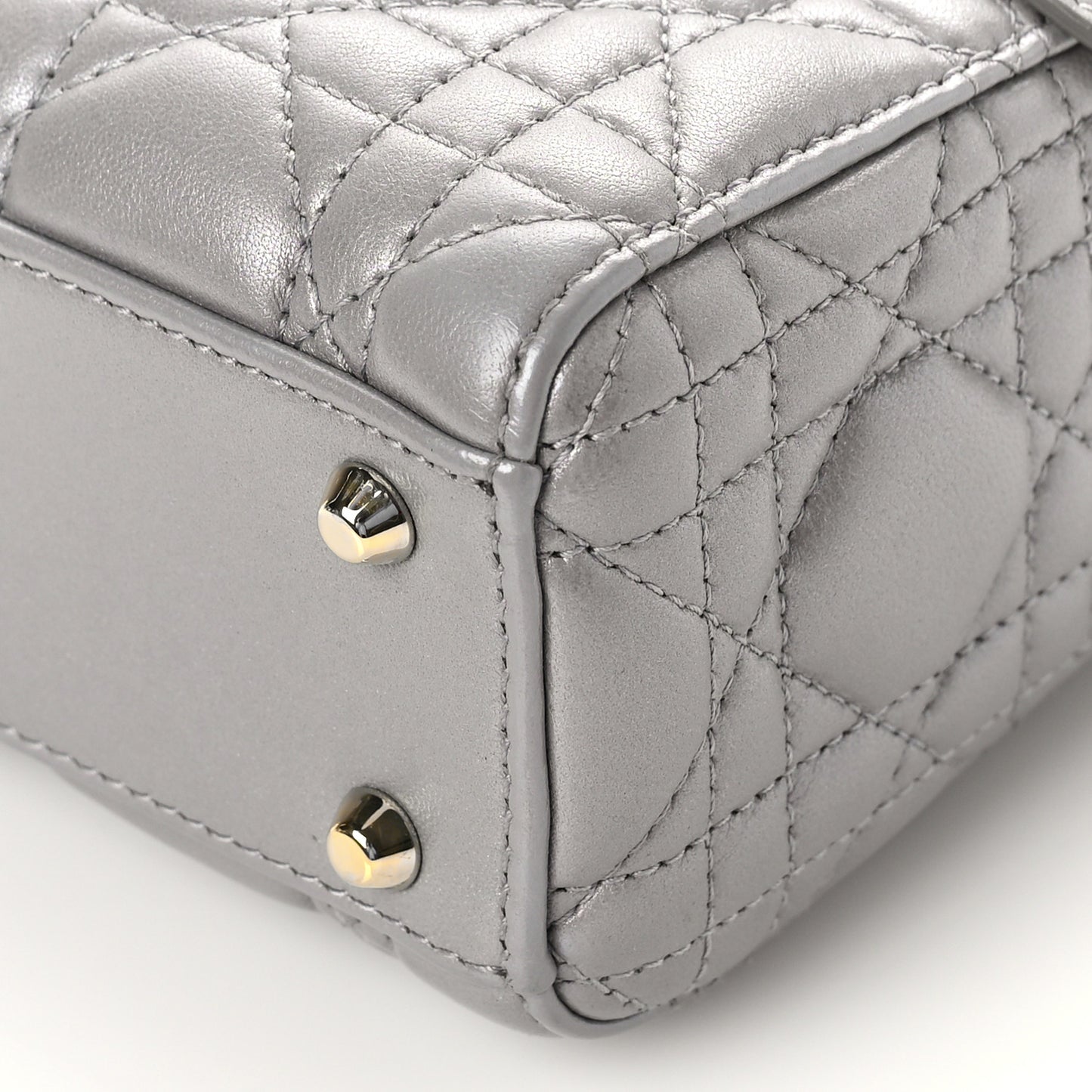 Lambskin Cannage Mini Lady Dior Gray Opaline