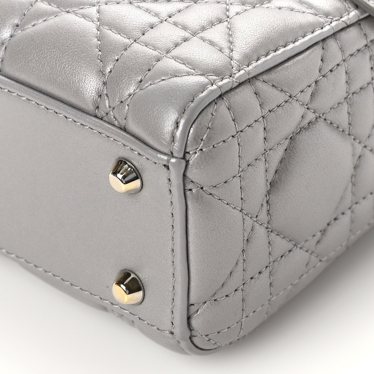Christian Dior Lambskin Cannage Mini Lady Dior Gray Opaline 8 of 8