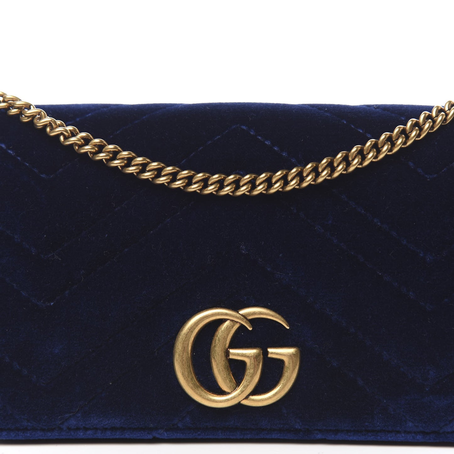 Velvet Matelasse GG Marmont Mini Bag Cobalt Blue