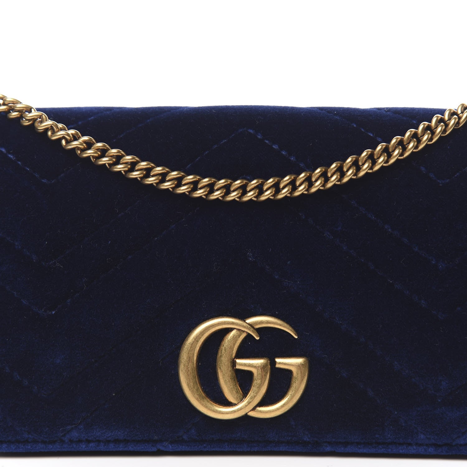 Gucci Velvet Matelasse GG Marmont Mini Bag Cobalt Blue 10 of 11