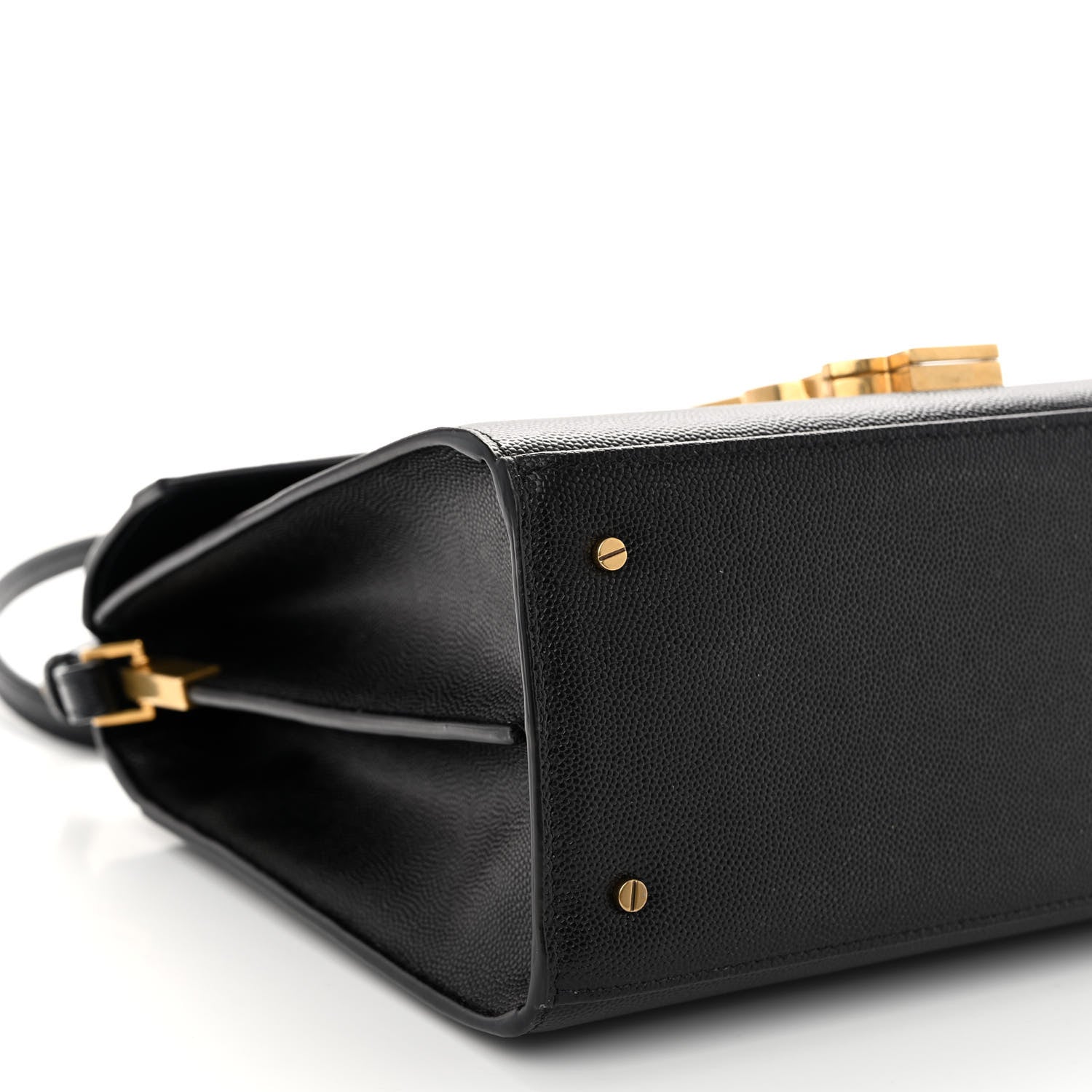 Saint Laurent Grain de Poudre Medium Classic Monogram Cassandra Top Handle Black Rouge Legion 8 of 9