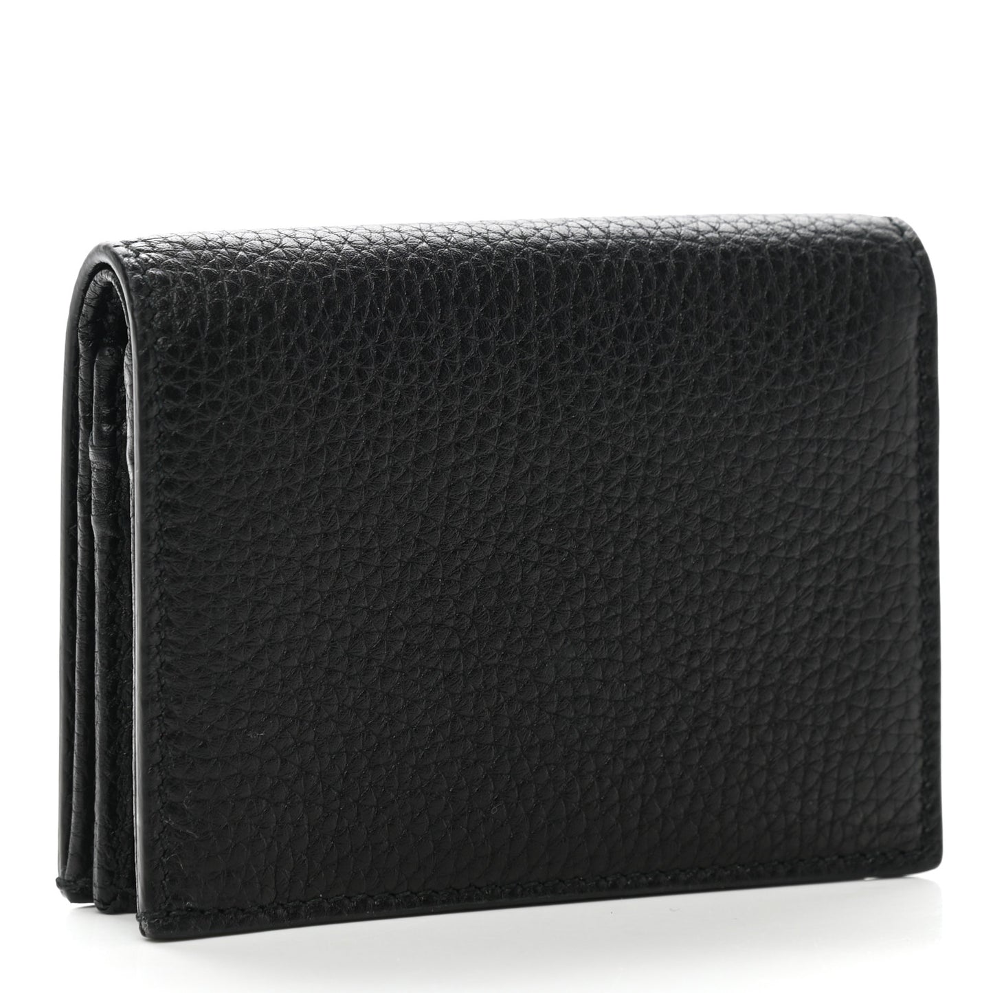Pebbled Calfskin Animalier Card Case Black