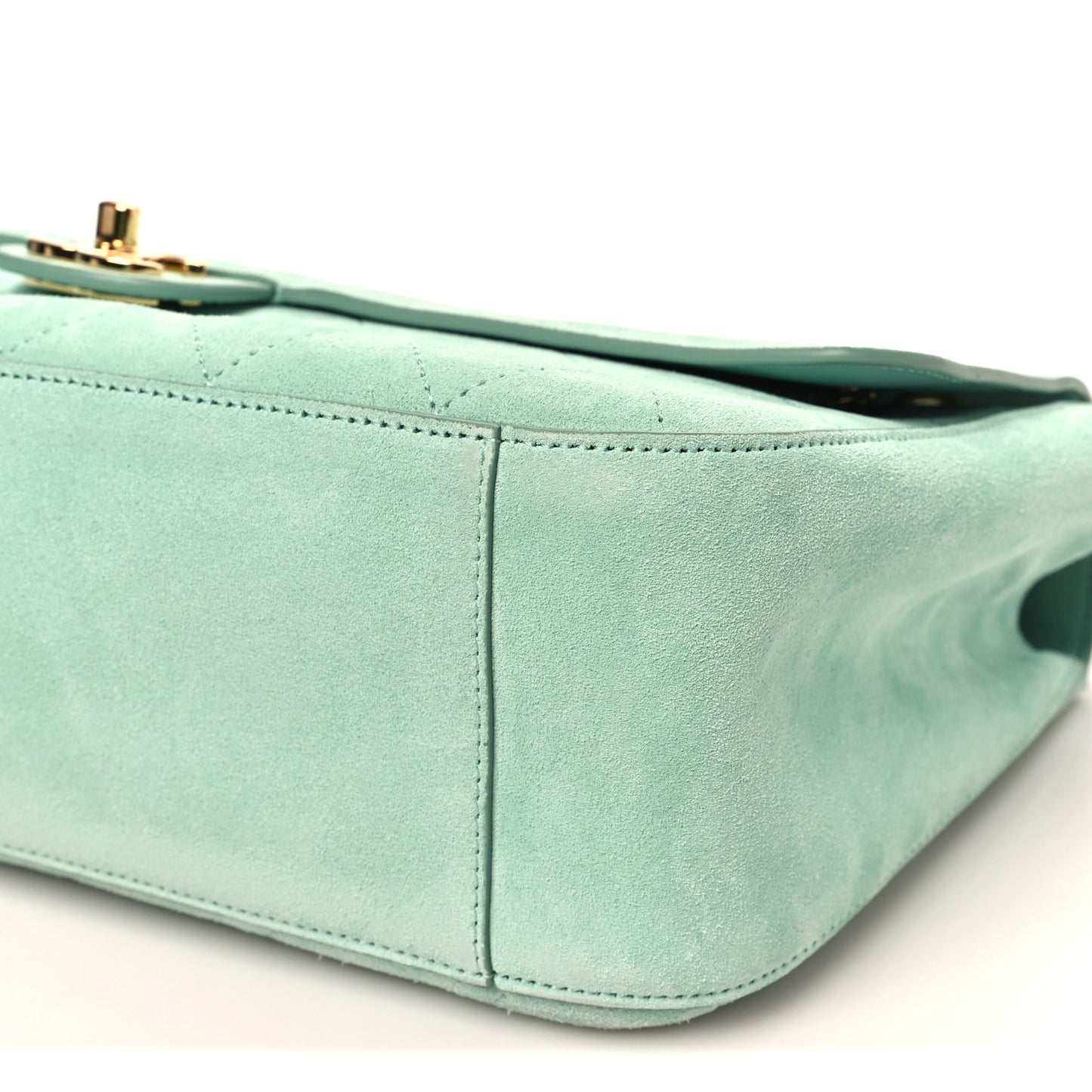Suede Calfskin Small Souplissimo Maxi Flap Green