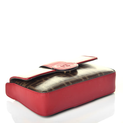 Fendi Glazed Fabric Vitello Century FF 1974 Stamp Patch Mini Double F Crossbody Bag Mogano Panna Fragola 4 of 9