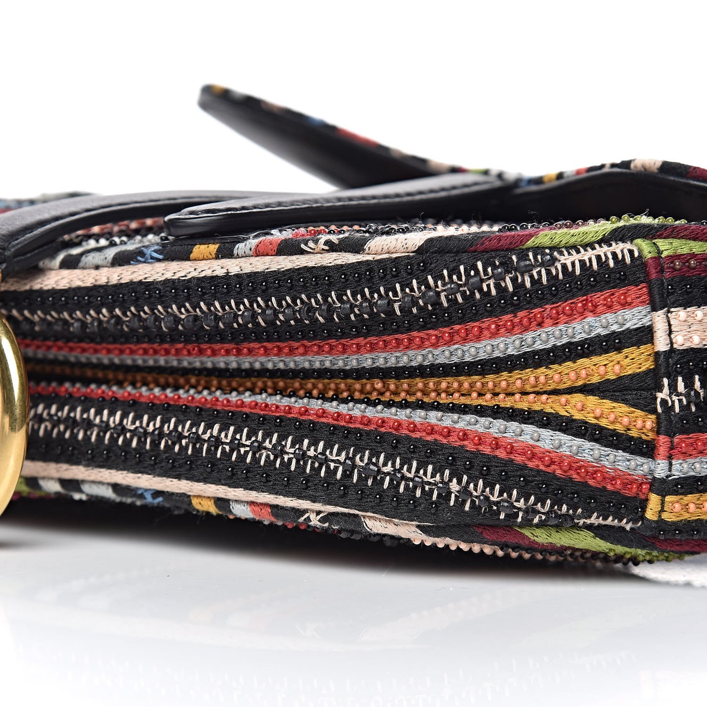 Canvas Embroidered Mini Saddle Bag Multicolor