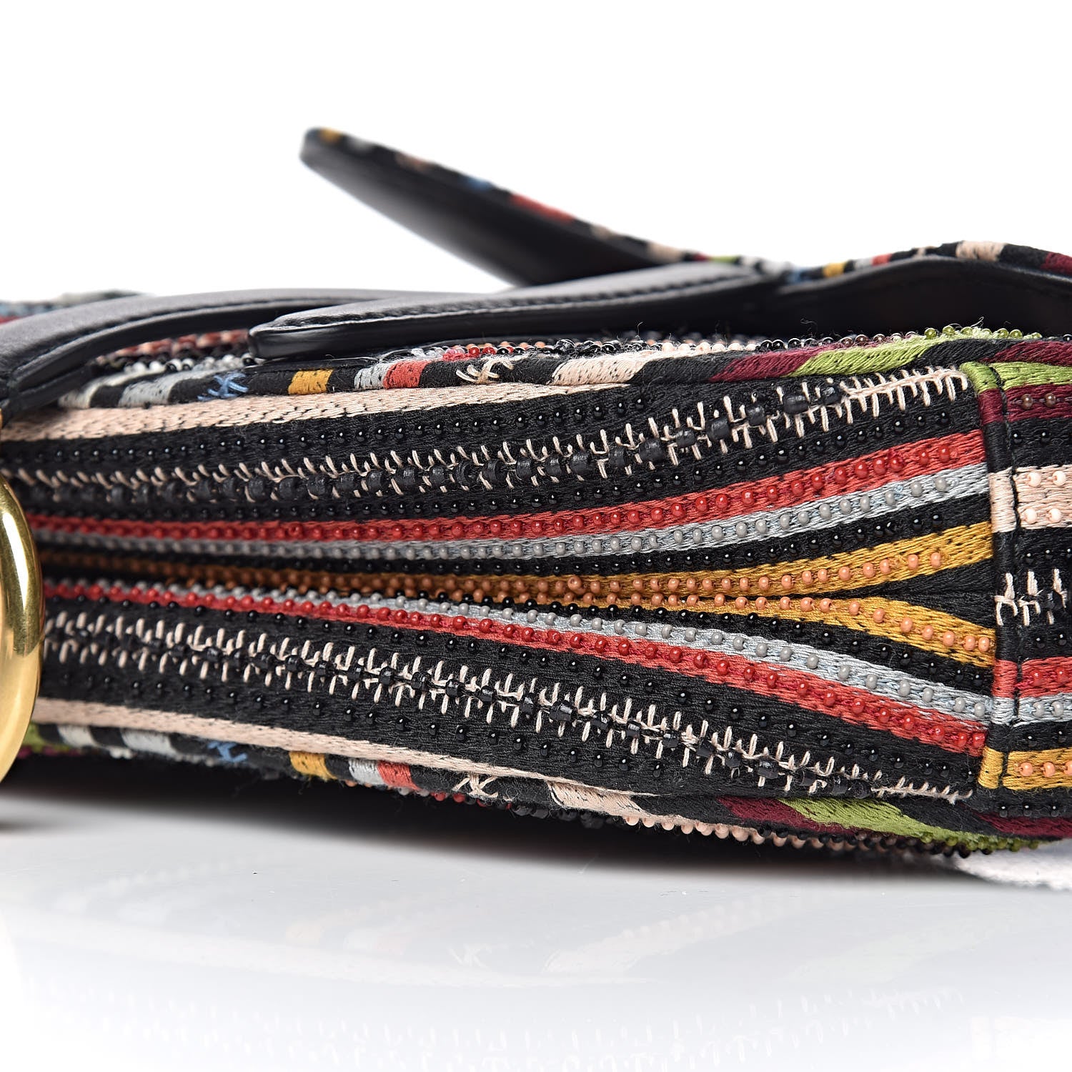 Christian Dior Canvas Embroidered Mini Saddle Bag Multicolor 8 of 13