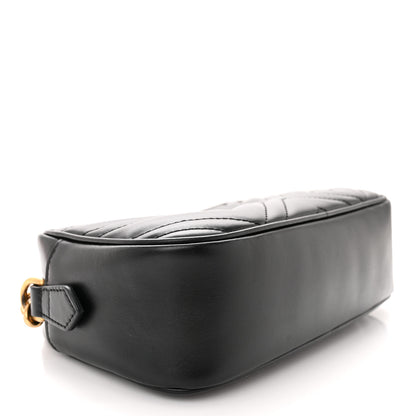 Gucci Calfskin Matelasse Small GG Marmont Chain Shoulder Bag Black 4 of 11