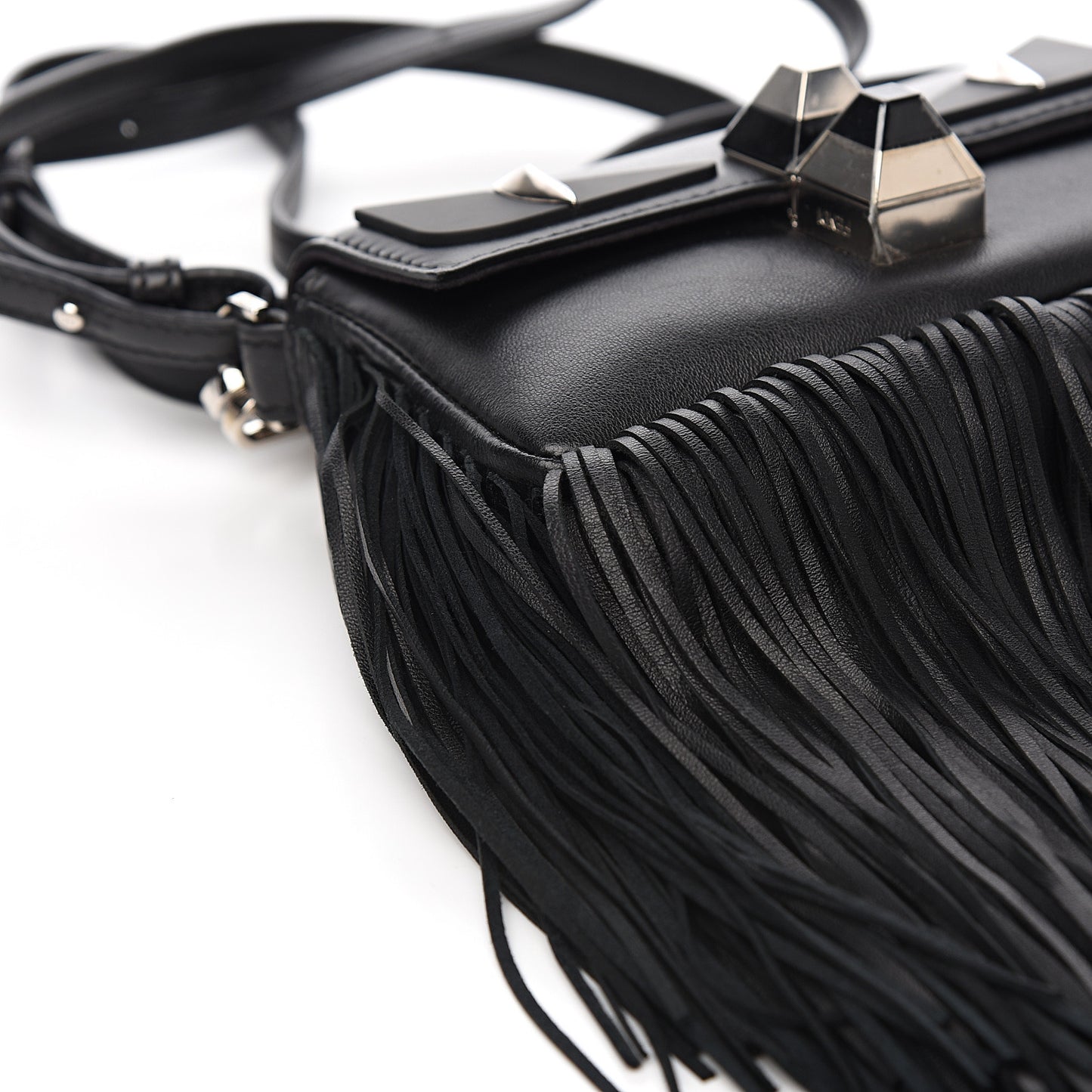 Nappa Monster Fringe Micro Baguette Black