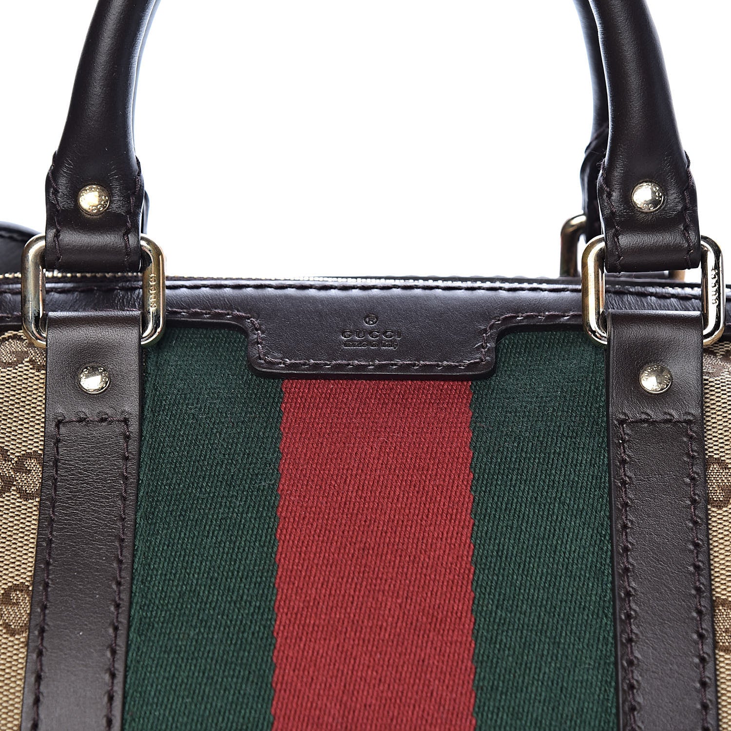 Gucci Monogram Vintage Web Medium Boston Dark Brown 10 of 10