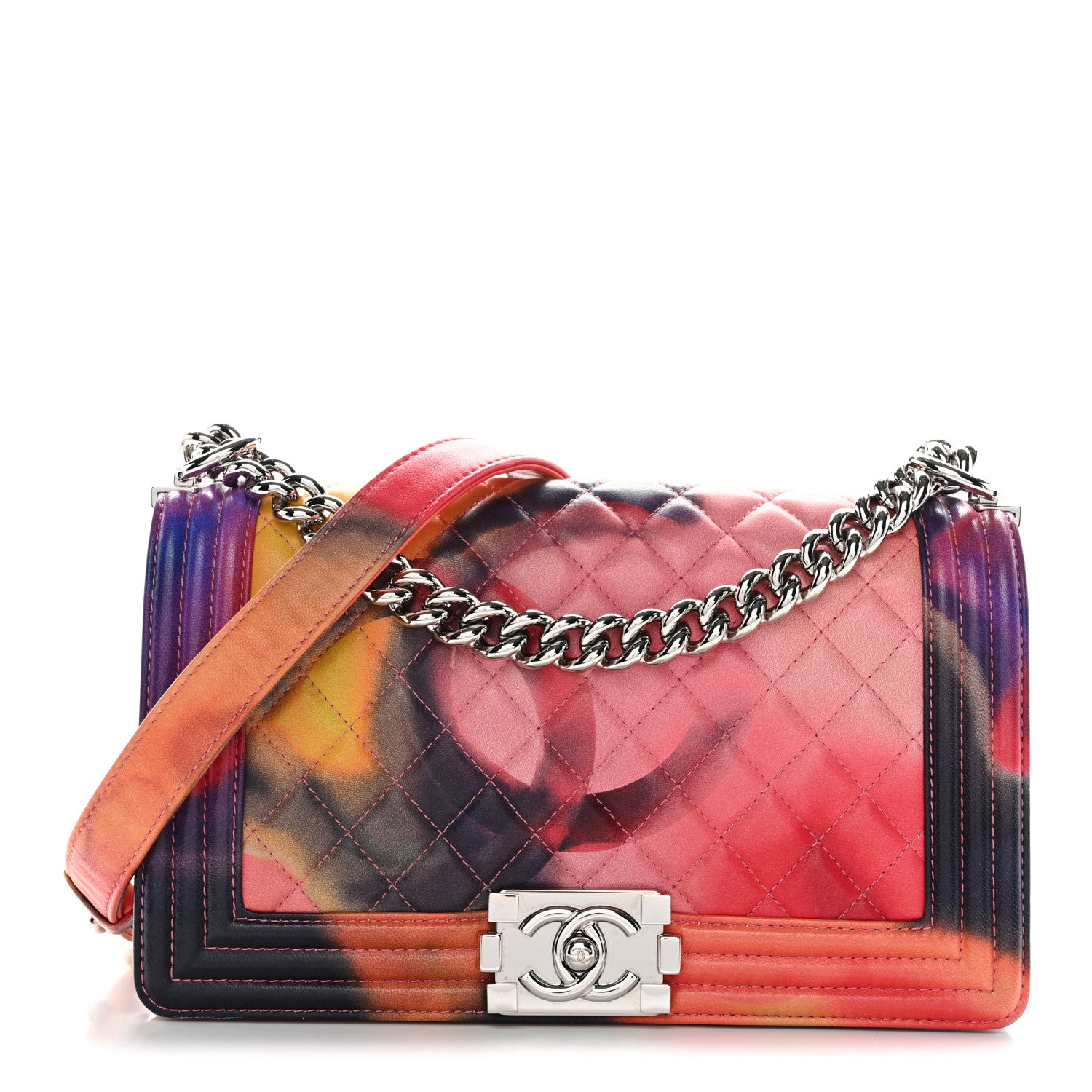 Chanel Printed Lambskin Quilted Medium Flower Power Boy Flap 1 of 11