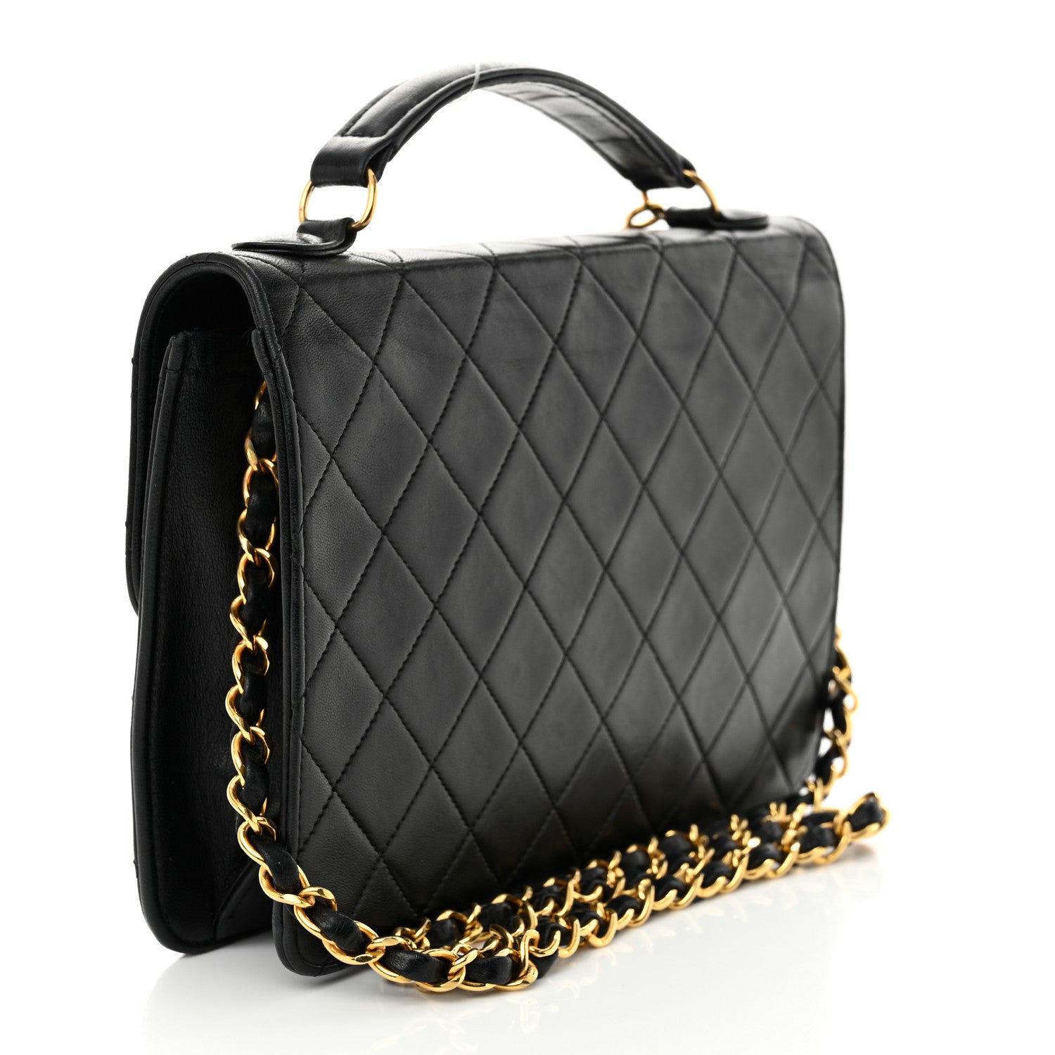 Chanel Lambskin Quilted Briefcase Satchel Black 3 of 10