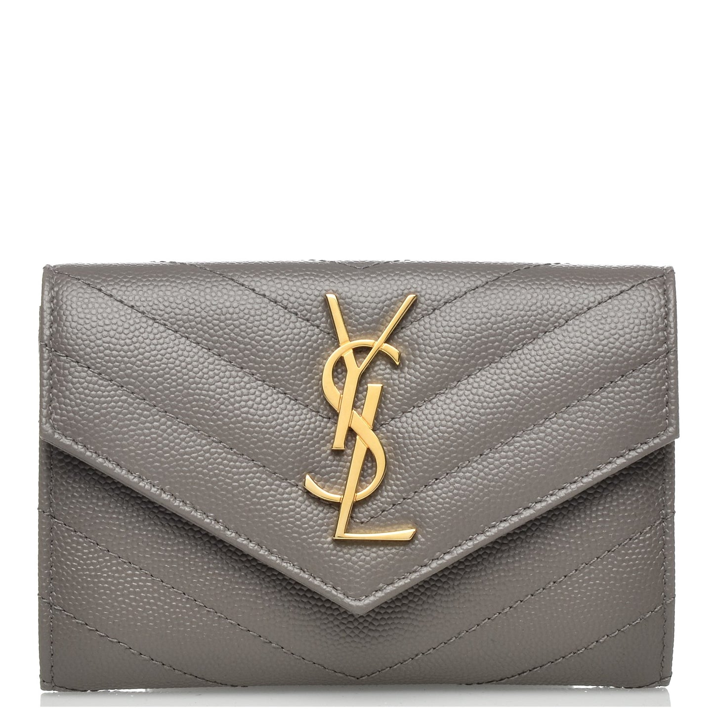 Grain De Poudre Matelasse Chevron Small Monogram Envelope Wallet Fog
