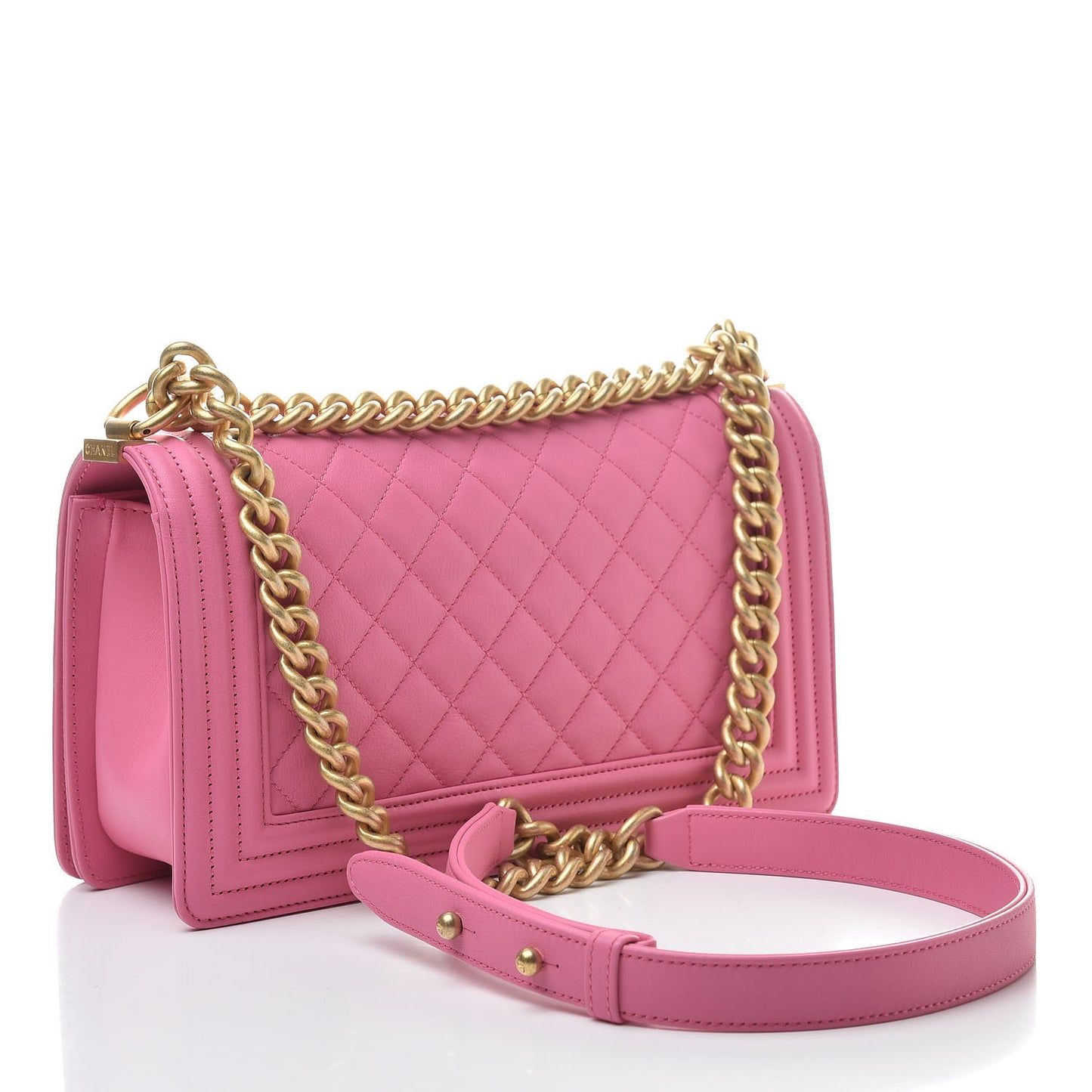 Calfskin Quilted Medium Boy Flap Pink