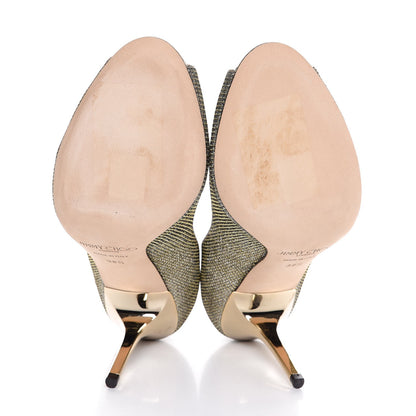 Jimmy Choo Glitter Fabric Evelyn 85 Pumps 38.5 Champagne 7 of 9