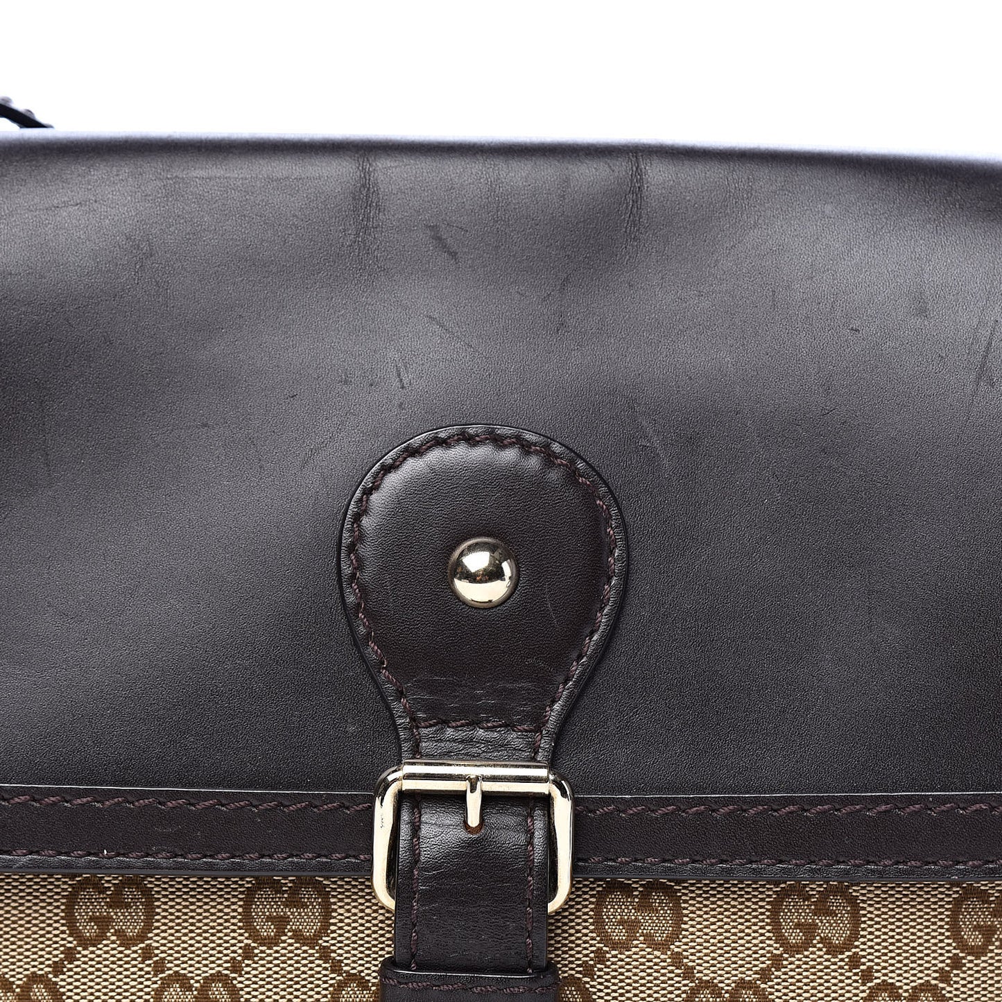 Monogram Techno Horsebit Large Shoulder Flap Bag Brown