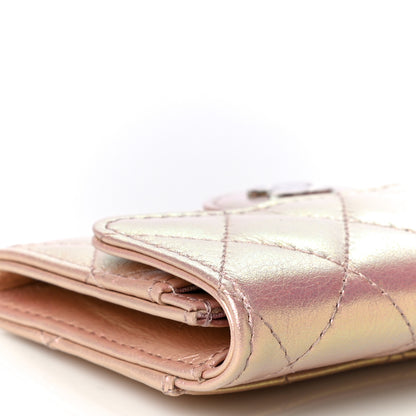 Chanel Iridescent Calfskin Quilted Flap Card Holder Wallet Pink 12 of 18