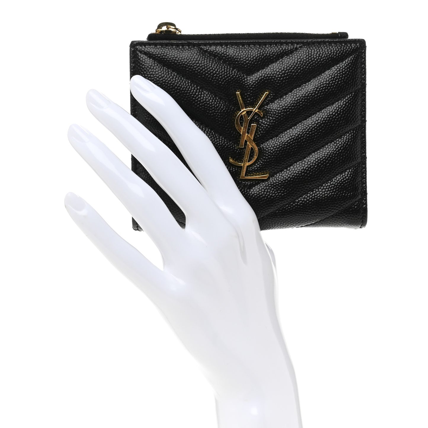 Grain De Poudre Matelasse Chevron Monogram Zipped Card Case Black